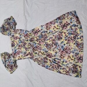 Banana Republic Watercolor Print Puff Sleeve Cottagecore Dress Sz Small Tall NWT